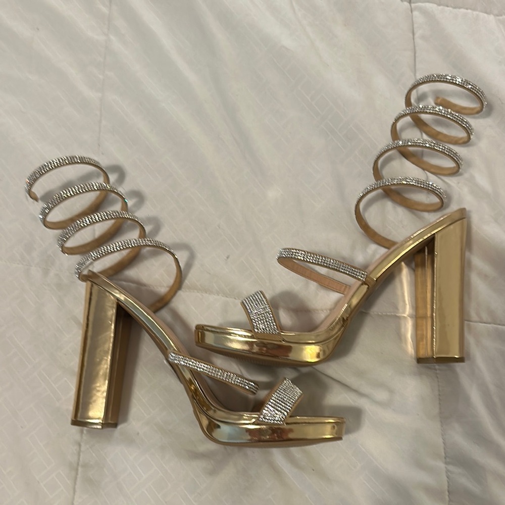 Charlotte Russe Gold and Silver Spiral Heels